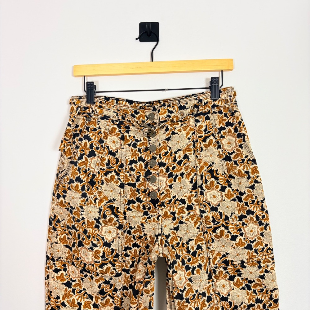 Ulla Johnson Apollo‎ Jeans Bronze Floral High Rise Button Fly Tapered Size 6 - Picture 3 of 9